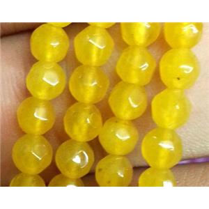 yellow jade beads, faceted round, approx 4mm dia, 15.5 inches [JDOT051]