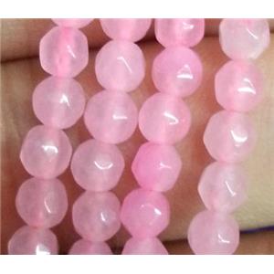 lt.pink jade beads, faceted round, approx 4mm dia, 15.5 inches [JDOT052]