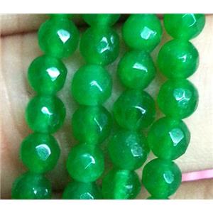 green jade bead, faceted round, approx 4mm dia, 15.5 inches [JDOT053]