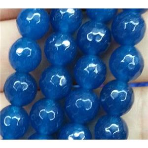 jade beads, faceted round, sea-blue, approx 4mm dia, 15.5 inches [JDOT058]