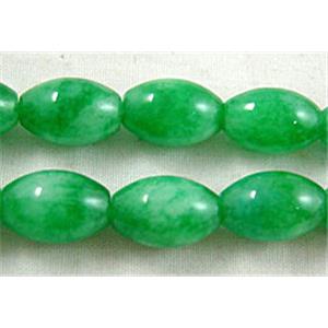 Jade beads, oval, green, 8x12mm, 33pcs per st [JDR05]
