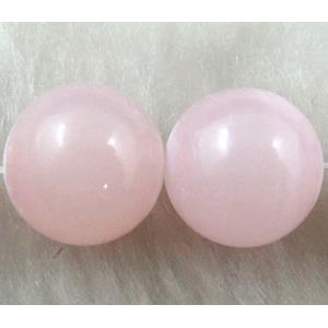 Round Jade bead, Pink, dye, stabile, half transparent, 14mm dia, 28pcs per st [JDRD203-14MM]