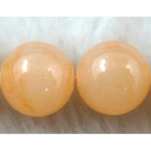 Round Jade bead, dye, stabile, half transparent, 14mm dia, 28pcs per st [JDRD208-14MM]