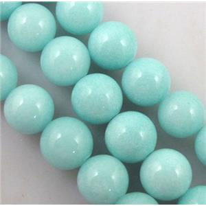 aqua Quartzite Jade beads, round, 12mm dia, approx 32pcs per st [JDRD220-12MM]