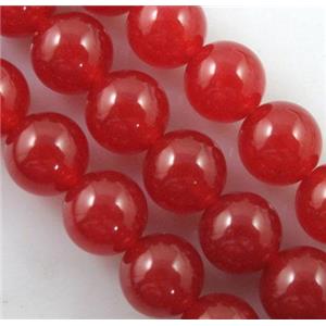red Quartzite Jade beads, round, 12mm dia, approx 32pcs per st [JDRD221-12MM]
