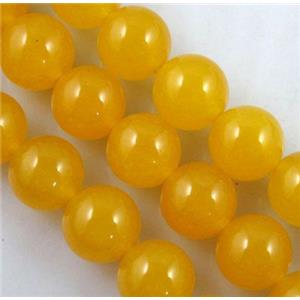 yellow Quartzite Jade beads, round, 12mm dia, approx 32pcs per st [JDRD223-12MM]