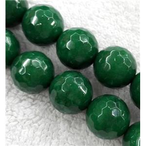 jade bead, stabile, faceted round, rich green, approx 12mm dia [JDRD231-12MM]