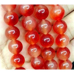 red Malaysia Jade beads, round, 12mm dia, approx 32pcs per st [JDRD240-12MM]