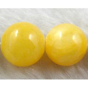 round Mashan Jade Beads, dye yellow, 8mm dia, 48pcs per st [JDRD304-8MM]