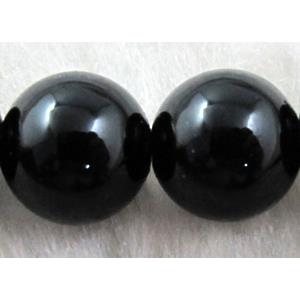 Round Jade beads, dye black, 14mm dia, 27pcs per st [JDRD306-14MM]