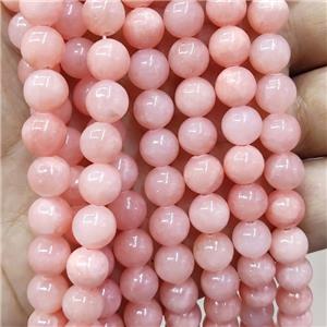 Natural Honey Jade Beads Smooth Round Peach Dye, 10mm dia, 38pcs per st [JDRD311-10MM]