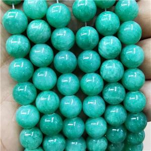 Natural Honey Jade Beads Smooth Round Green Dye, 8mm dia, 48pcs per st [JDRD328-8MM]
