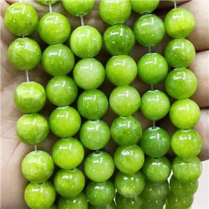 Natural Honey Jade Beads Smooth Round Olive Dye, 14mm dia, 27pcs per st [JDRD332-14MM]