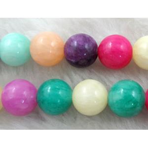 round Mashan Jade Beads, mix color, 8mm dia, 48pcs per st [JDRD336-8MM]