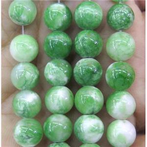 Persia jade, round, stabile, green, 12mm dia, approx 32pcs per st [JDRD337-12MM]