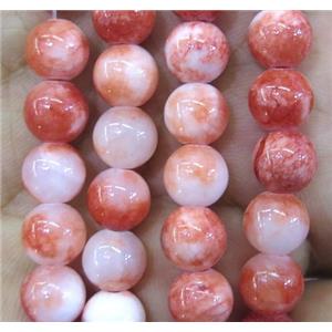Persia jade bead, round, stabile, red, 14mm dia, approx 28pcs per st [JDRD338-14MM]