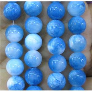 Persia jade bead, round, stabile, blue, 10mm dia, approx 38pcs per st [JDRD343-10MM]