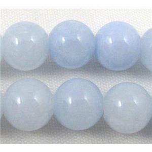 round jade beads, lt.blue, stabile, approx 14mm dia, 27pcs per st [JDRD364-14MM]