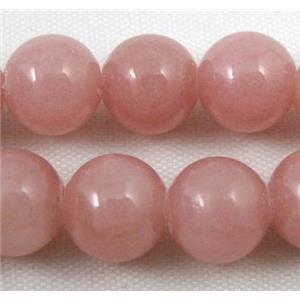 lt.red jade beads, round, stabile, approx 6mm dia, 66pcs per st [JDRD368-6MM]