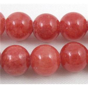red jade beads, round, stabile, approx 20mm dia, 20pcs per st [JDRD373-20MM]