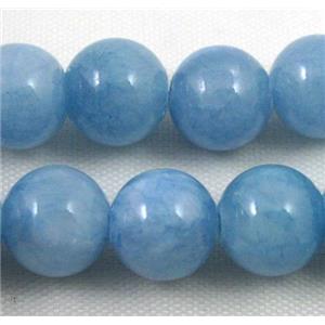 blue jade beads, round, stabile, approx 18mm dia, 21pcs per st [JDRD375-18MM]