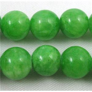 chunky green jade bead, round, stabile, approx 18mm dia, 21pcs per st [JDRD377-18MM]