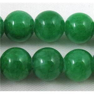 deep-green jade bead, round, stabile, approx 16mm dia, 24pcs per st [JDRD378-16MM]