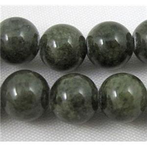 dark-green jade bead, round, stabile, approx 16mm dia, 24pcs per st [JDRD379-16MM]