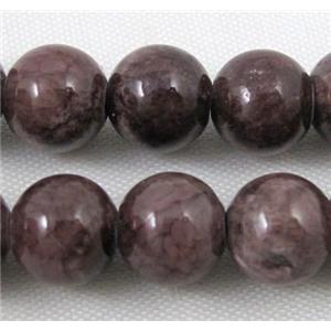dark-red jade bead, round, stabile, approx 18mm dia, 21pcs per st [JDRD380-18MM]
