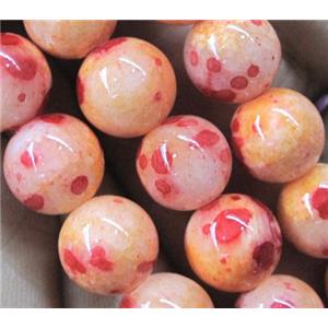 orange jade beads, round, stabile, approx 4mm dia, 15.5 inches [JDRD388-4MM]