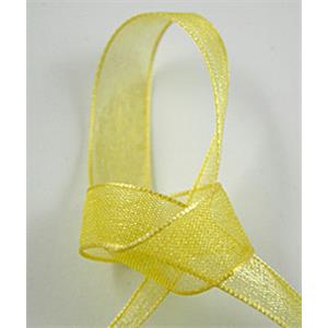 Organza Ribbon Cord, yellow, 9mm wide [JTORG01C087-9MM]