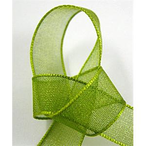 Organza Ribbon Cord, olive, 9mm wide [JTORG01C096-9MM]