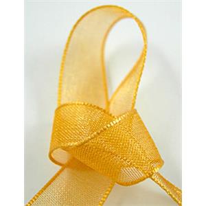 Organza Ribbon Cord, golden, 9mm wide [JTORG01C114-9MM]