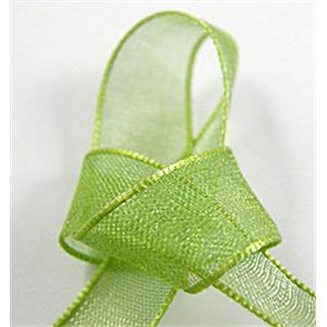 Organza Ribbon Cord, olive, 7mm wide [JTORG01C131-7MM]