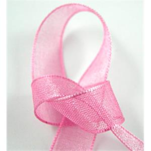 pink Organza Ribbon Cord, pink, 7mm wide [JTORG01C135-7MM]