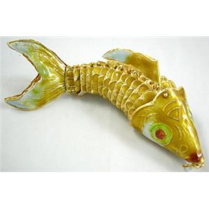 Cloisonne Brass Pendant Goldfish Yellow, 125mm length [JTPD004]