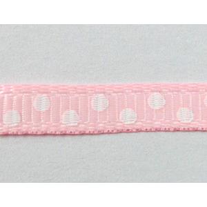 Pink polka dot grograin ribbon cord, 5mm wide [JTRFP02C03]