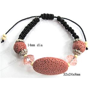 Handmade Lave Bracelet, 32x24x8mm, 14mm dia, approx 8 inch length [LABT02C01]