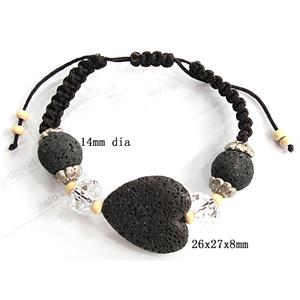 Handmade Lave Bracelet, 26x27x8mm, 14mm dia, approx 8 inch length [LABT02C02]