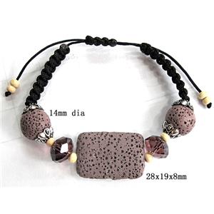 Handmade Lave Bracelet, 28x19x8mm, 14mm dia, approx 8 inch length [LABT02C04]