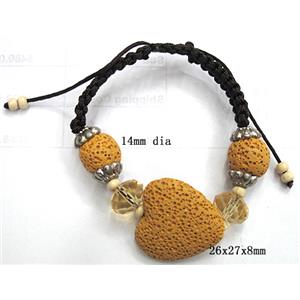 Handmade Lave Bracelet, 26x27x8mm, 14mm dia, approx 8 inch length [LABT02C06]