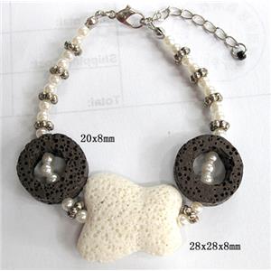 Handmade Lave Bracelet, 20x8mm, 28x28x8mm, approx 8 inch length [LABT03C02]
