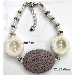 Handmade Lave Bracelet, 20x8mm, 32x24x8mm, approx 8 inch length [LABT03C03]