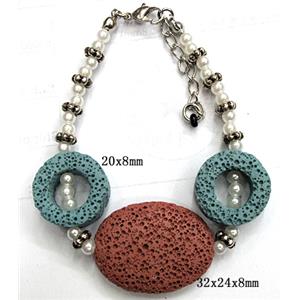 Handmade Lave Bracelet, 20x8mm, 32x24x8mm, approx 8 inch length [LABT03C05]