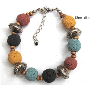Handmade Lave Bracelet, 12mm dia, approx 8 inch length [LABT04C02]