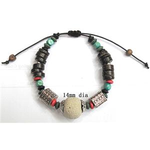 Handmade Lave Bracelet, 14mm dia, approx 8 inch length [LABT06C01]