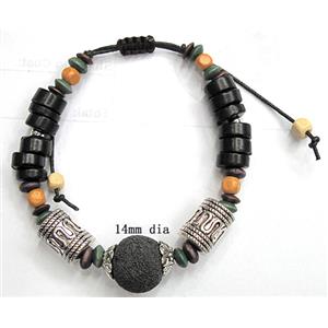 Handmade Lave Bracelet, 14mm dia, approx 8 inch length [LABT06C04]