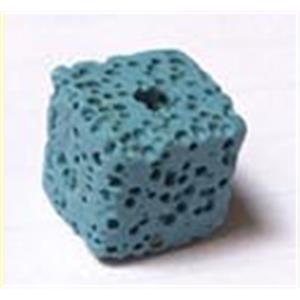 Lava bead, Cube, blue, 8x8x9mm, 43pcs per st [LAC01C14-8X8X9MM]