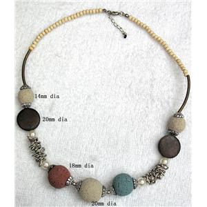 Handmade Lave Necklace, 14mm dia, 18mm dia, 20mm dia, approx 18 inch length [LANK01C01]