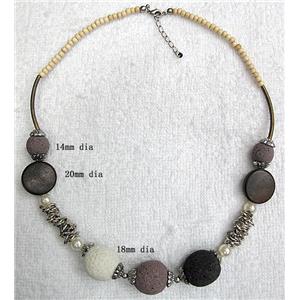 Handmade Lave Necklace, 14mm dia, 18mm dia, 20mm dia, approx 18 inch length [LANK01C02]
